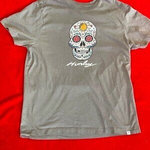 Hurley Decorative Skull T-Shirt GRAY LARGE